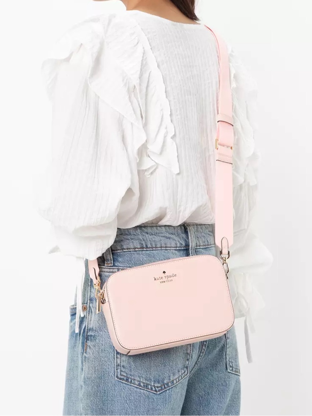 Kate Spade Madison Camera Bag Saffiano Leather Pink Structured Crossbody Purse